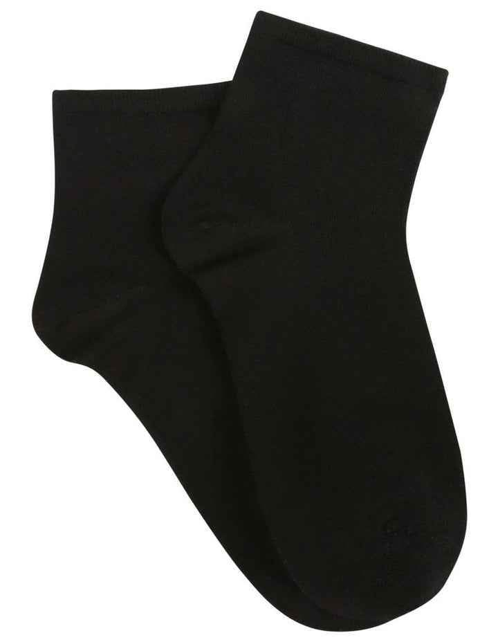 Bamboo Soft Top Light 2 Pair Ankle Socks in Black