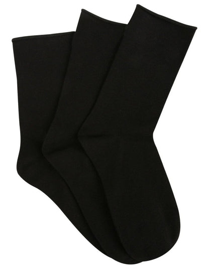 Cotton Blend Comfy Crew Length 3 Pair Socks in Black