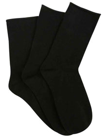 Cotton Blend Comfy Crew Length 3 Pair Socks in Black
