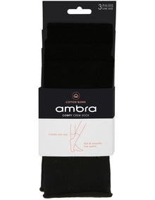 Cotton Blend Comfy Crew Length 3 Pair Socks in Black