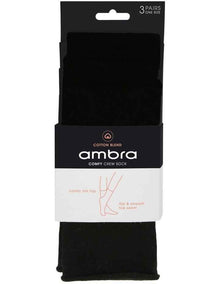 Cotton Blend Comfy Crew Length 3 Pair Socks in Black