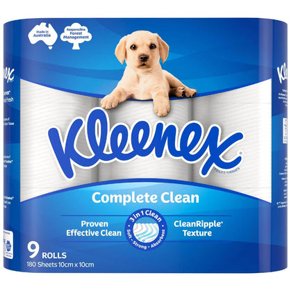 Kleenex Complete Clean Toilet Paper Toilet Tissue 9 Pack