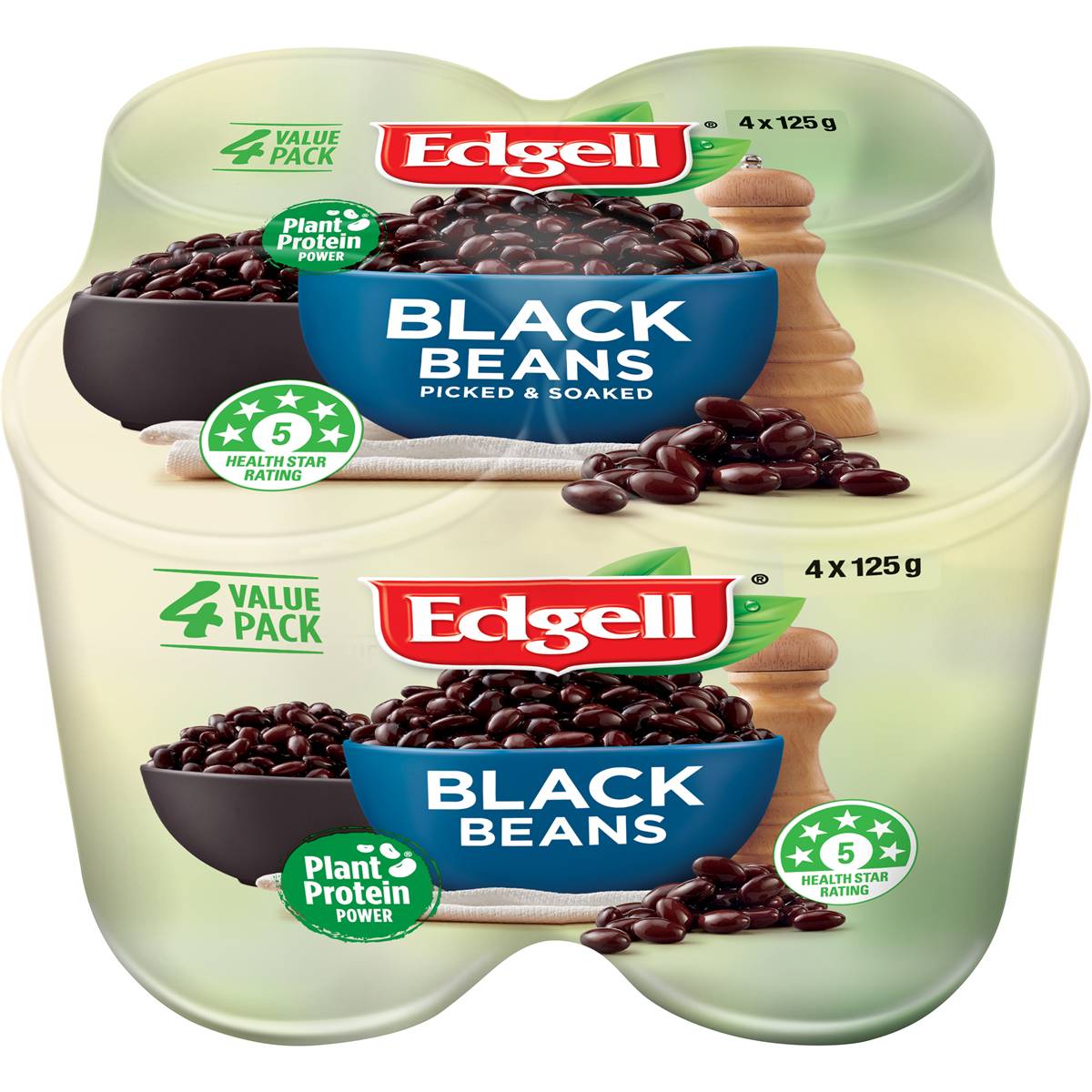 Edgell Black Beans Multipack Snacks Ready to Eat 125g x 4 Pack
