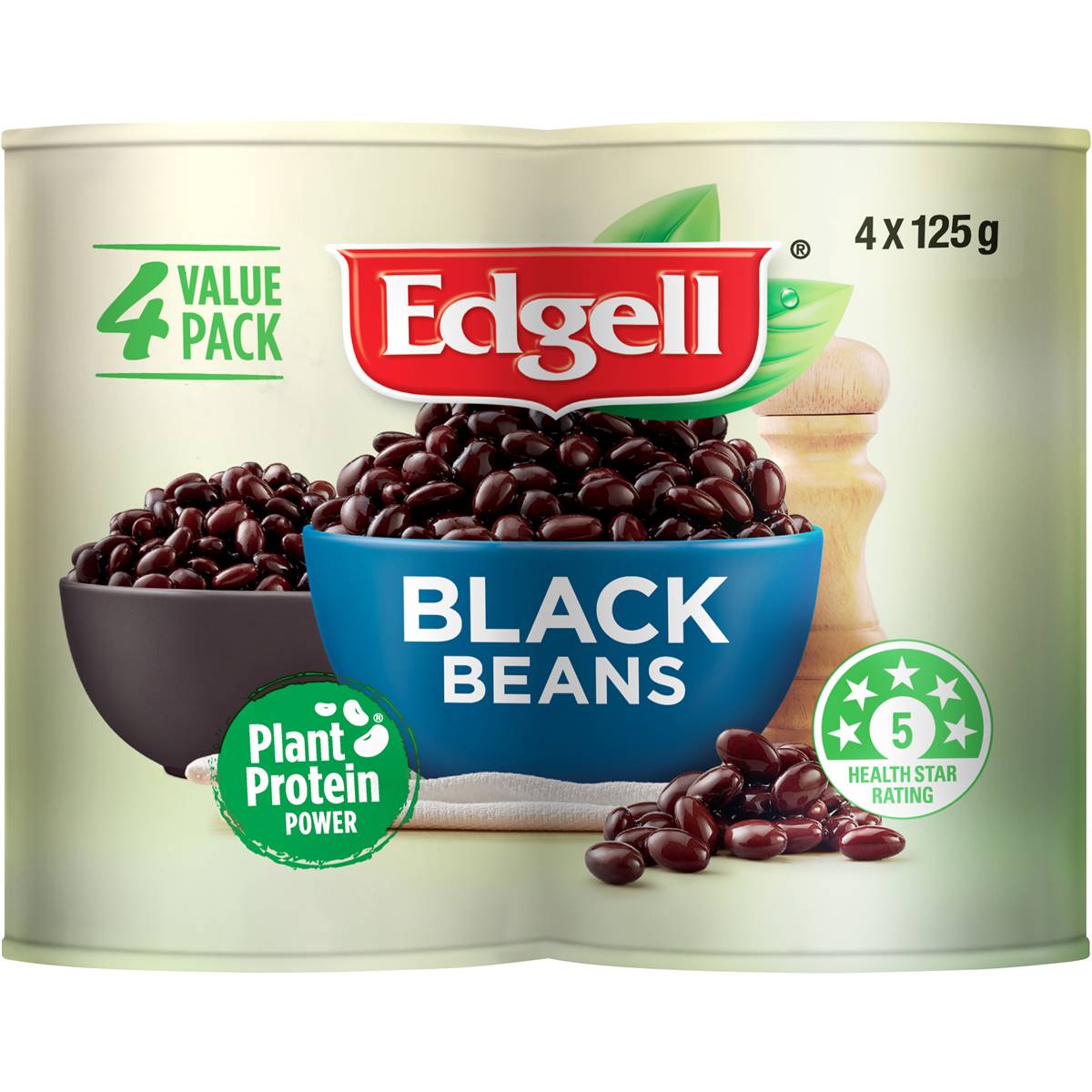 Edgell Black Beans Multipack Snacks Ready to Eat 125g x 4 Pack