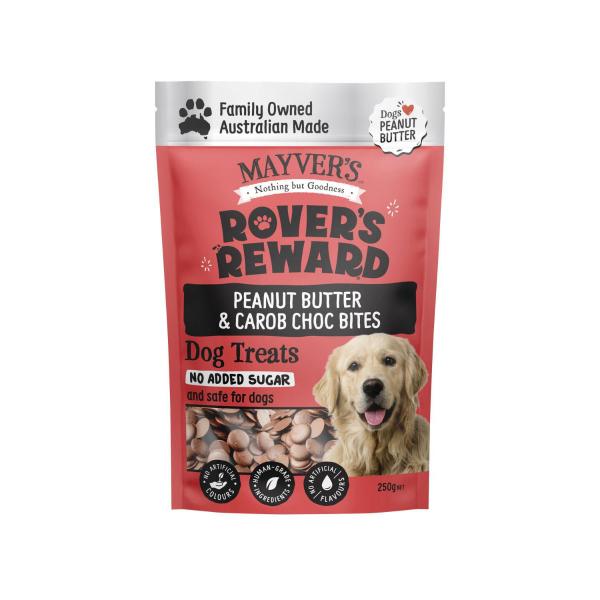 MAYVER'S ROVER'S REWARD PEANUT BUTTER CHOC CAROB BITES DOG TREATS 250G