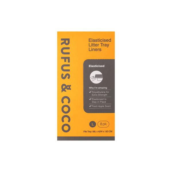 RUFUS & COCO ELASTICISED LITTER TRAY LINERS LARGE 8PACK (100% PE)
