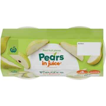 Woolworths Pear In Juice Cups 4 pack