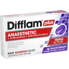 Difflam Plus Sore Throat Lozenges Blackcurrant Anaesthetic 16 pack