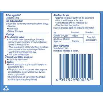 Claratyne Children's Hayfever Allergy Relief Antihistamine Tablets 10 pack