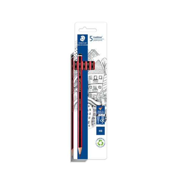 STAEDTLER TRADITIONAL HB GRAPHITE PENCILS 5PK