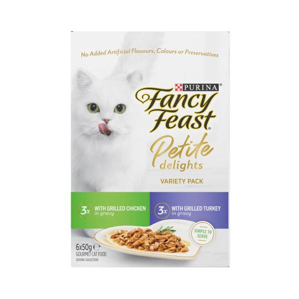 FANCY FEAST PETITE DELIGHTS WITH GRILLED CHICKEN & TURKEY CAT FOOD 6X50GRAM