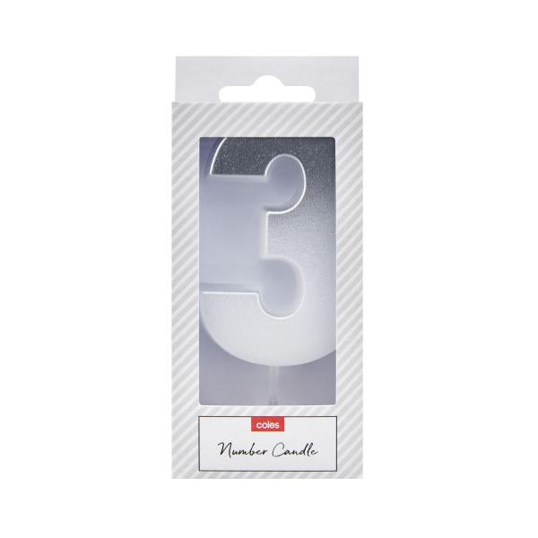COLES CANDLE GOLD OR SILVER:NO 3:.:1 EACH