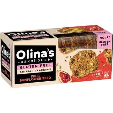 Olina's Bakehouse Gluten Free Artisan Crackers Fig & Sunflower Seed 100g