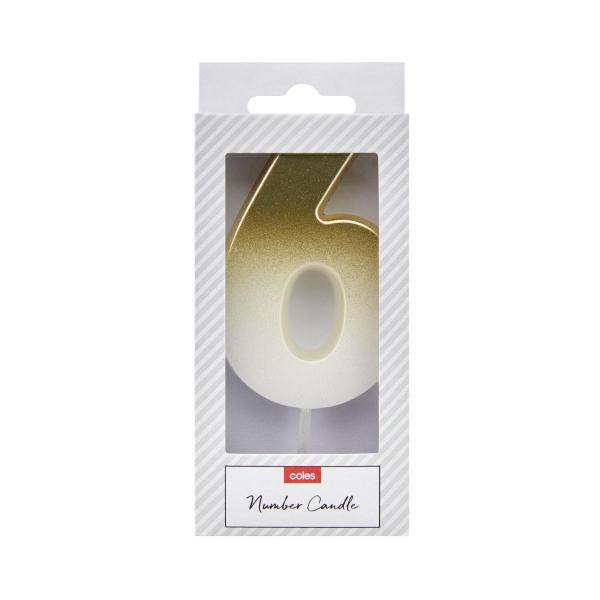 COLES CANDLE GOLD OR SILVER:NO 6:.:1 EACH