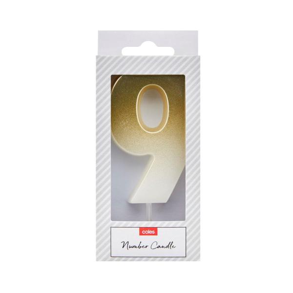 COLES CANDLE GOLD / SILVER:NO 9:.:1 EACH