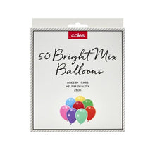 COLES MULTI COLOUR BALLOONS 50PACK