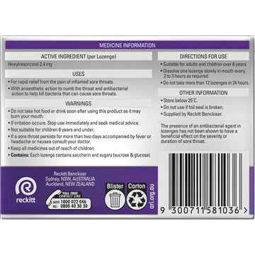 Strepsils Extra Blackcurrant Sore Throat Lozenges 16 pack
