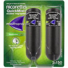 Nicorette Quit Smoking Quickmist Nicotine Mouth Spray Freshmint 2 x 150 Pack