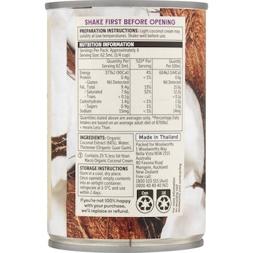 Macro Organic Light Coconut Cream 400mL