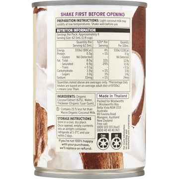 Macro Organic Light Coconut Milk 400mL