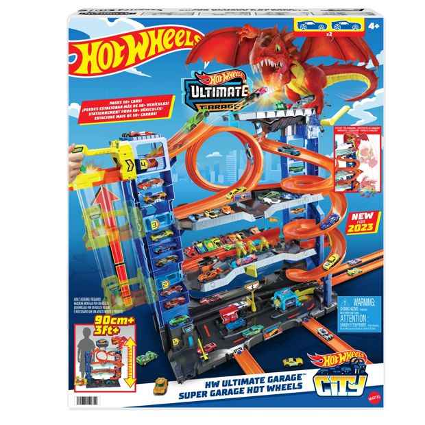 Multi-Level Toy Car Garage Playset with Dragon