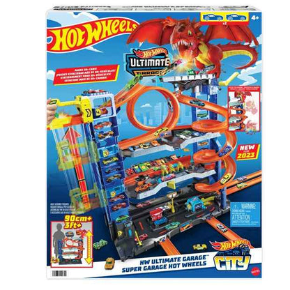 Multi-Level Toy Car Garage Playset with Dragon