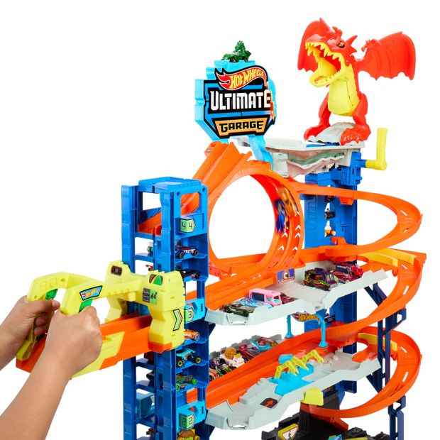 Multi-Level Toy Car Garage Playset with Dragon