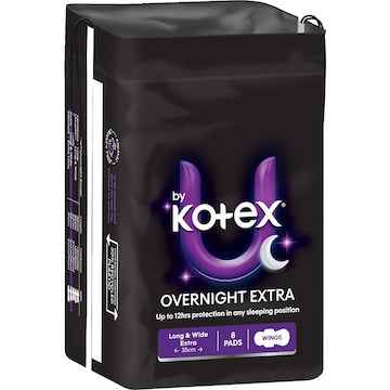 U by Kotex Overnight Extra Pads With Wings 8 pack
