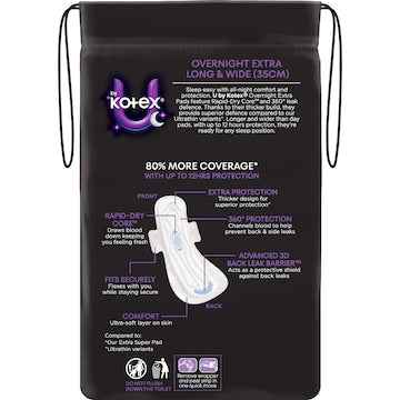 U by Kotex Overnight Extra Pads With Wings 8 pack