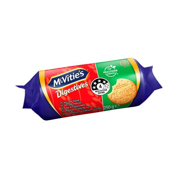 MCVITIES HEALTHY CHOICE DIGESTIVES PLAIN 250G