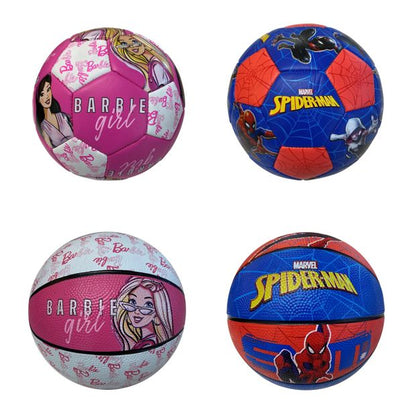 Licensed Spiderman and Barbie Soccer and Basketballs Size 3 – Assorted*