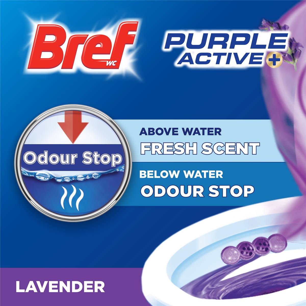 Bref Purple Active Lavender Toilet Cleaner Block 50g