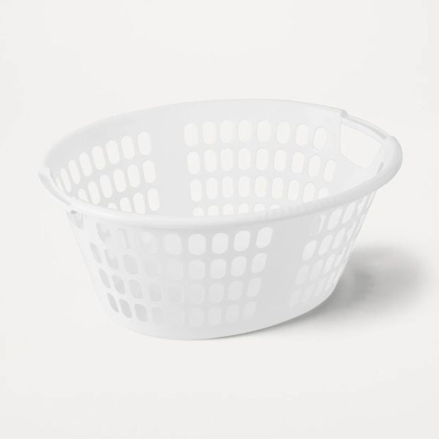 Oval Laundry Basket, White - Anko