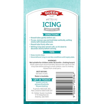 Queen Metallic Icing Writing Gel 5 pack