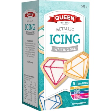 Queen Metallic Icing Writing Gel 5 pack