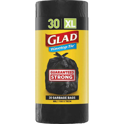 Glad Wavetop Garbage Bag 80 Litres 30 pack