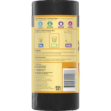 Glad Wavetop Garbage Bag 80 Litres 30 pack