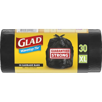 Glad Wavetop Garbage Bag 80 Litres 30 pack