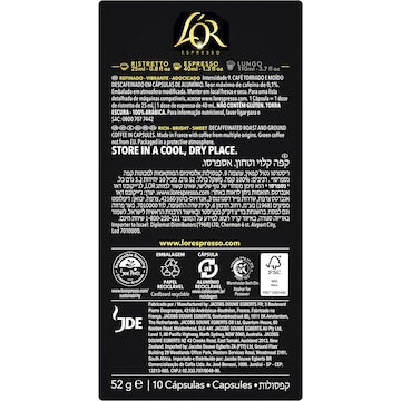 L'Or Espresso Decaf Ristretto Intensity 9 Coffee Pods 10 pack