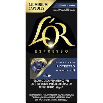 L'Or Espresso Decaf Ristretto Intensity 9 Coffee Pods 10 pack