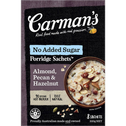 Carman's Porridge Sachets Almond, Pecan & Hazelnut 8 pack