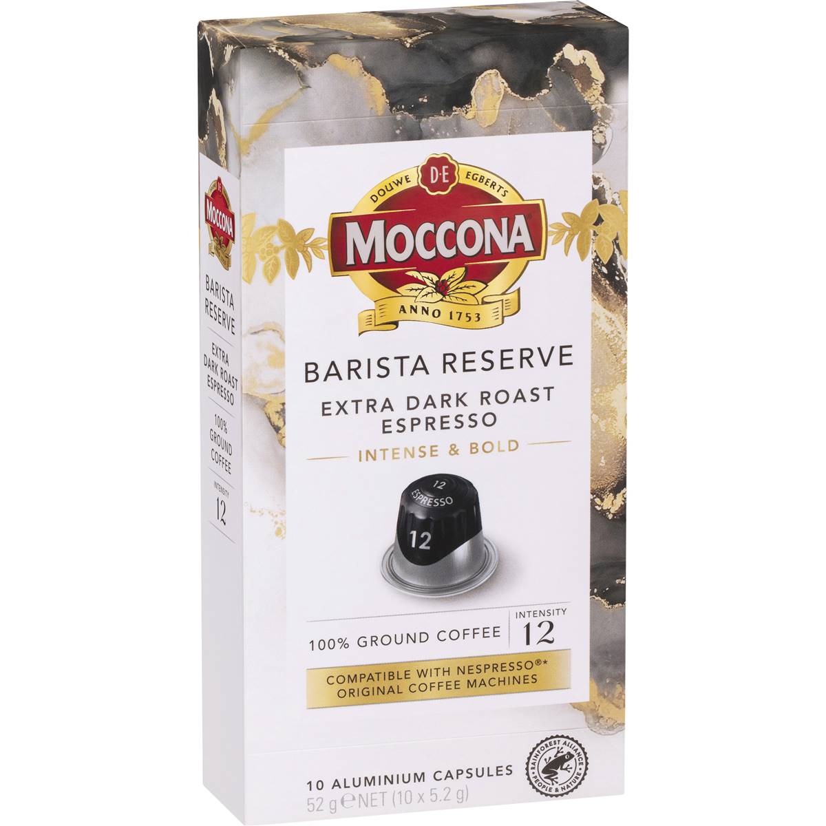 Moccona Barista Reserve Coffee Pods Extra Dark Roast Espresso 10 pack