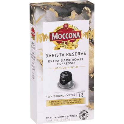 Moccona Barista Reserve Coffee Pods Extra Dark Roast Espresso 10 pack