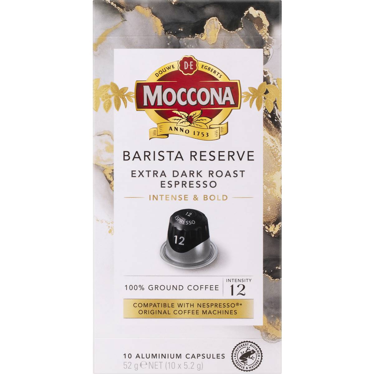 Moccona Barista Reserve Coffee Pods Extra Dark Roast Espresso 10 pack
