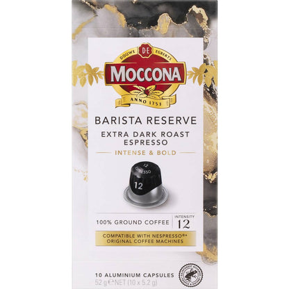 Moccona Barista Reserve Coffee Pods Extra Dark Roast Espresso 10 pack