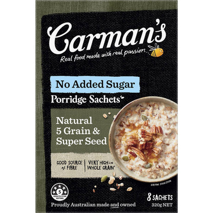 Carman's Porridge Sachets Natural 5 Grain & Super Seed 8 pack