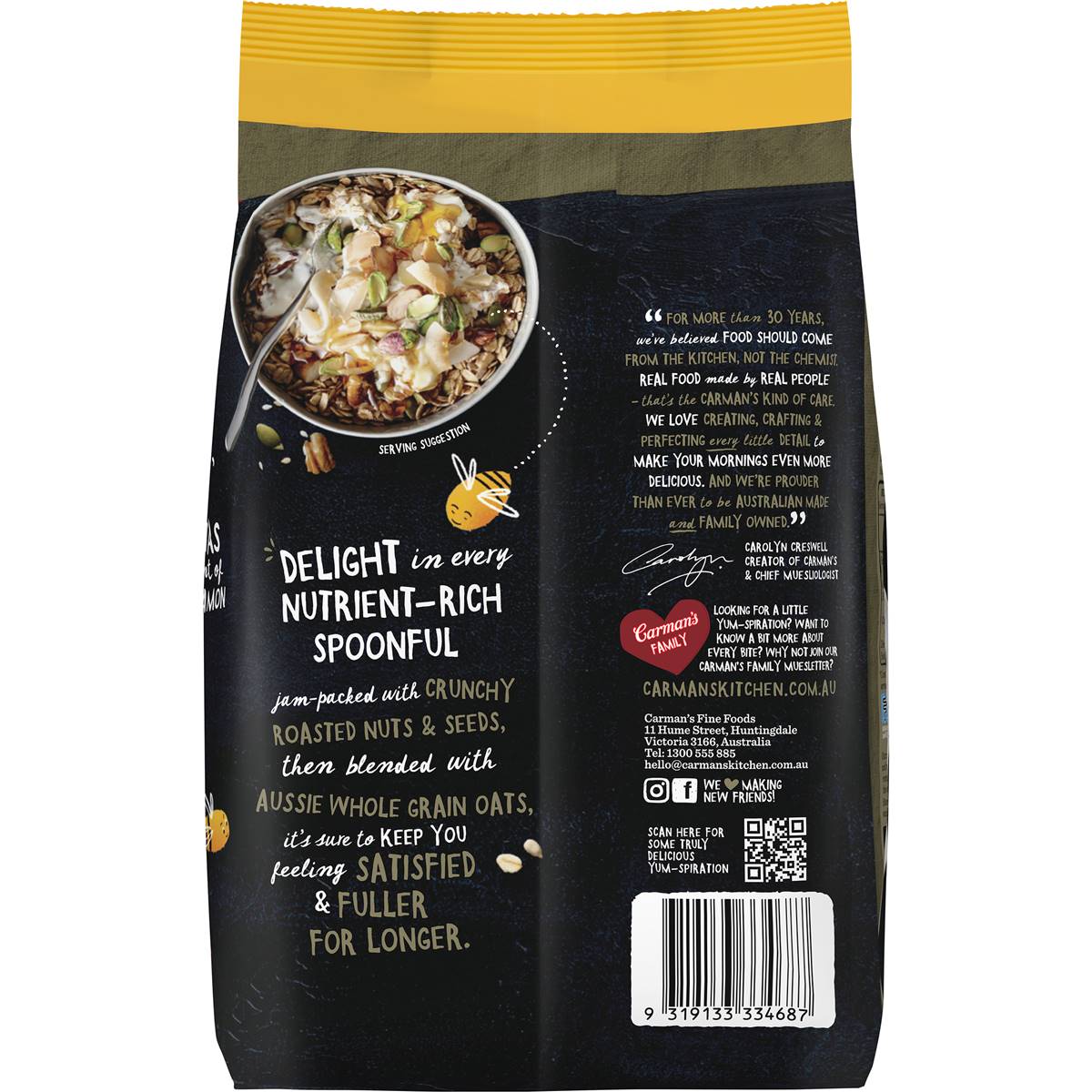 Carman's Muesli Toasted Original Fruit Free 875g
