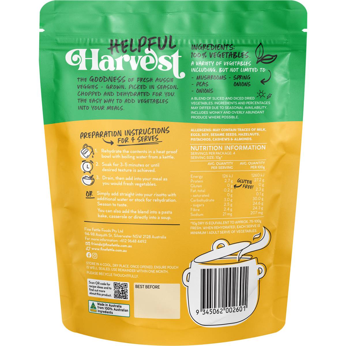 Fine Fettle Helpful Harvest Mushroom Risotto Veggie Mix 40g