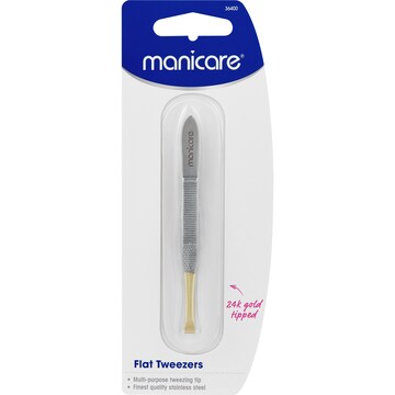 Manicare Flat Tweezer Gold Tipped each
