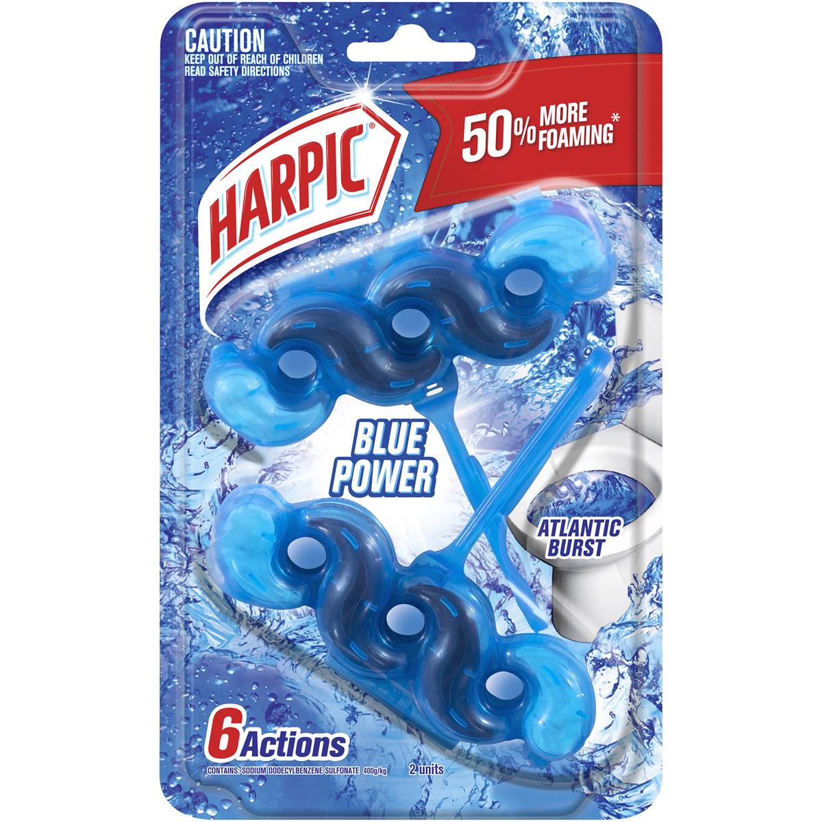 Harpic Blue Power Atlantic Burst Toilet Cleaner Block 2 Pack